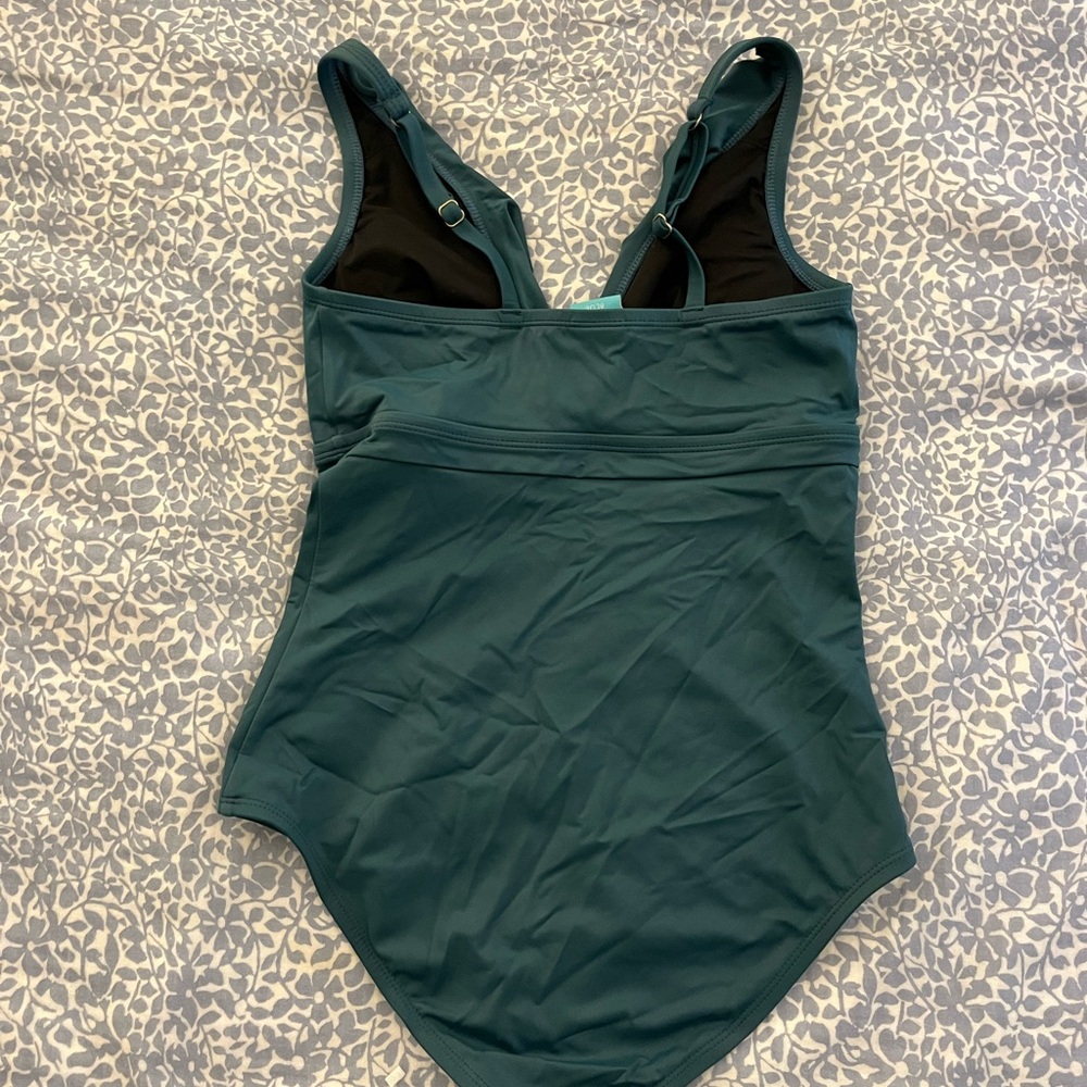 Green Ruffle One Piece Swimsuit - Picture 3 of 4